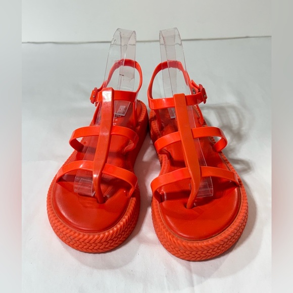 MELISSA + SALINAS  Vibrant orange PVC gladiator sandals size 9 - Picture 5 of 9